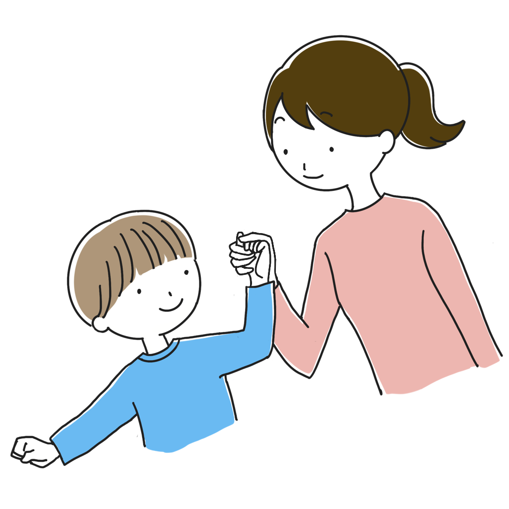 手を繋ぐお母さんと子供のイラスト