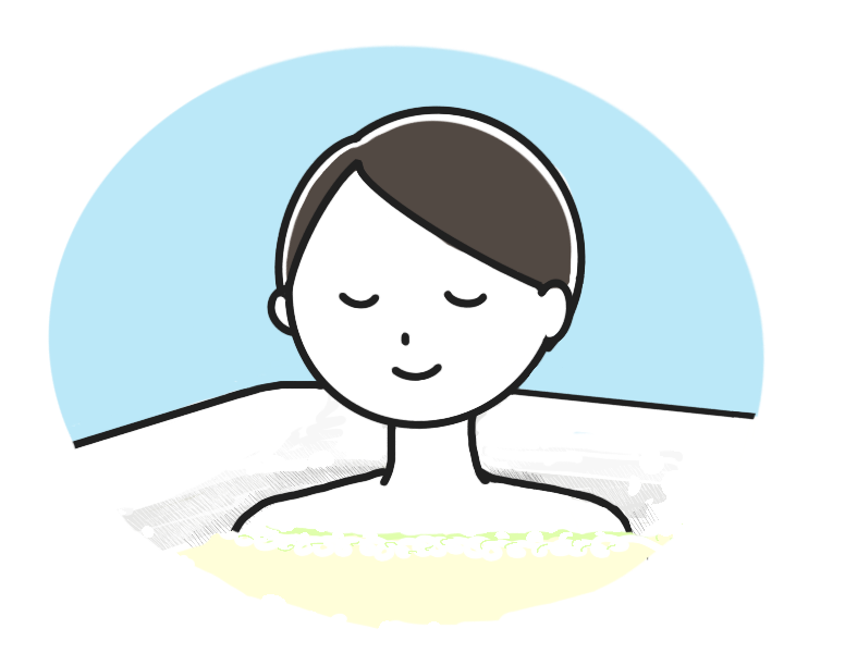入浴する人(湯船に浸かる人)のイラスト
