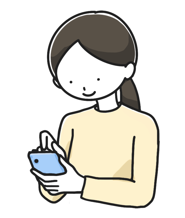 スマートフォンで検索をする人のイラスト　