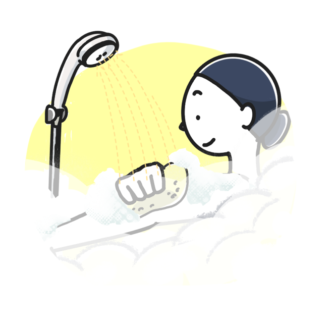シャワーをする人のイラスト