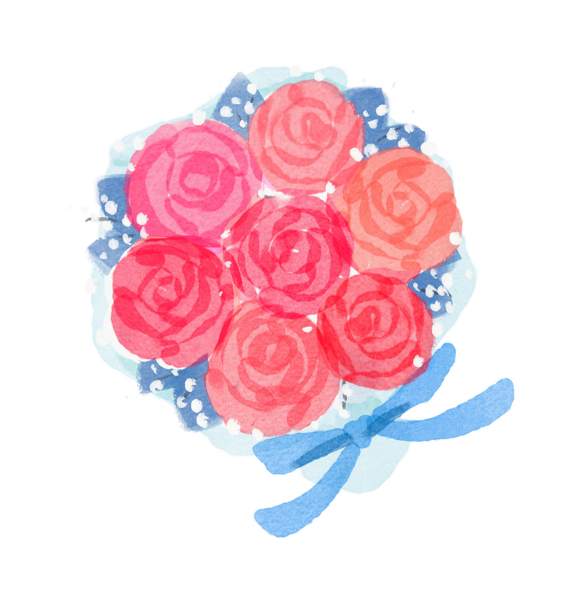 バラのブーケのイラスト