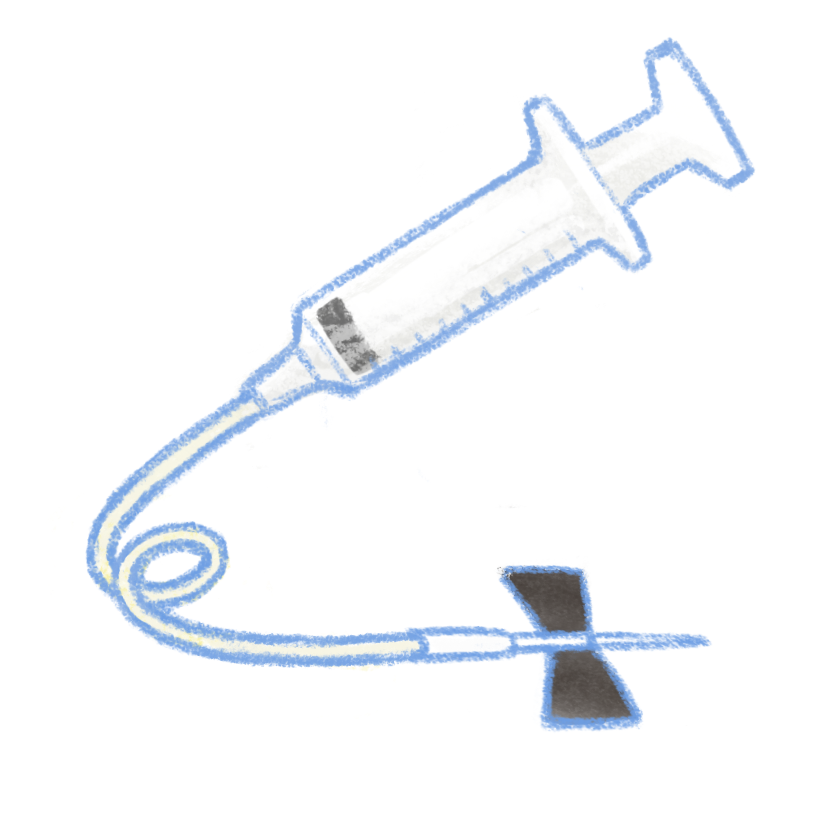 注射器(翼状針)のイラスト