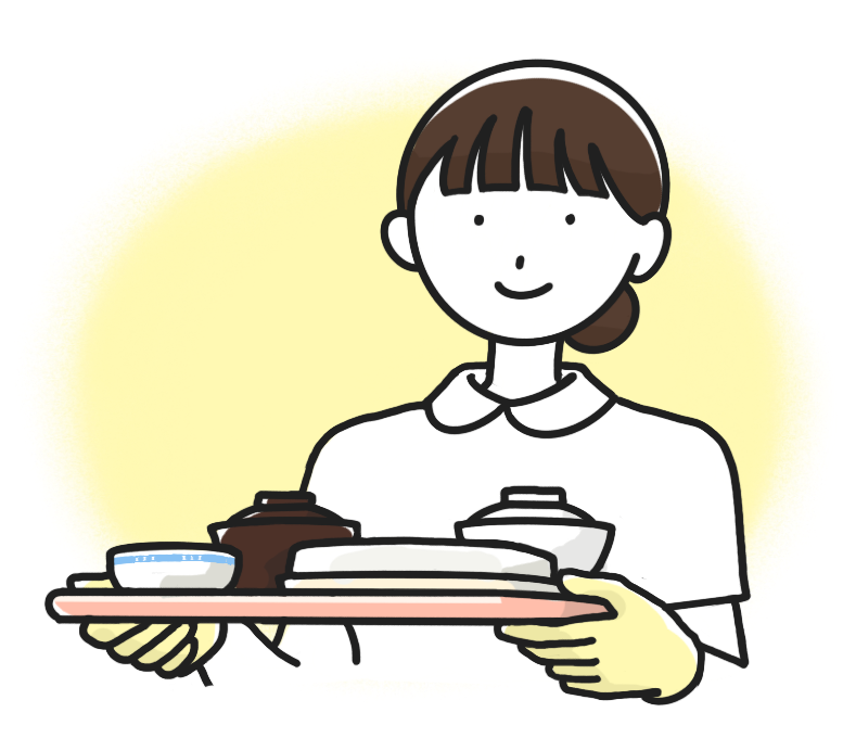 食事の配膳のイラスト