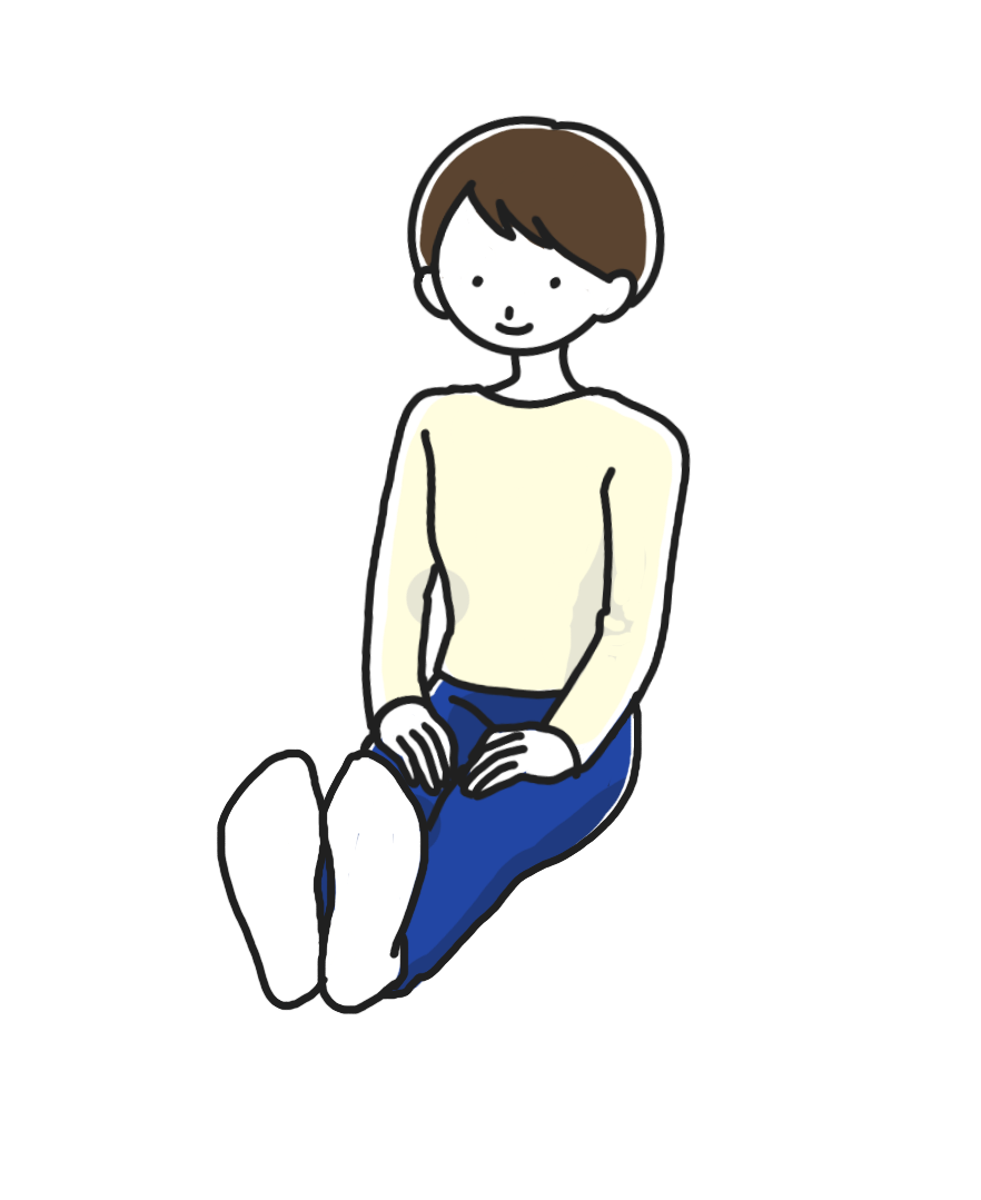 足を伸ばして座る人のイラスト