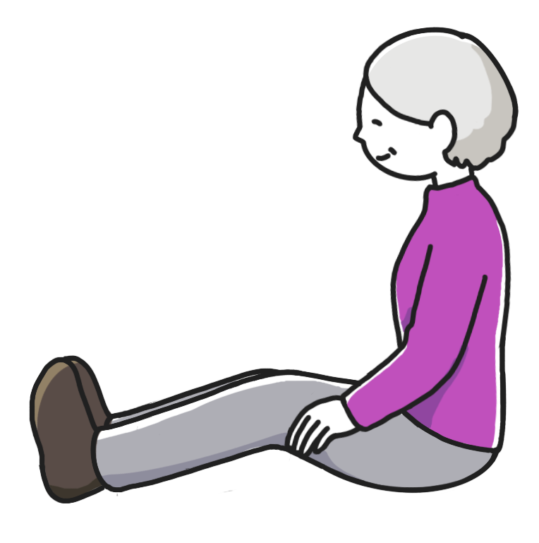 足を伸ばして座る人(横向き)のイラスト