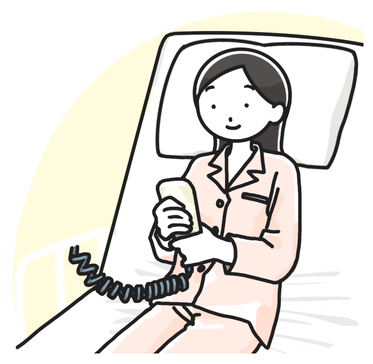 電動ベッドを操作する人のイラスト