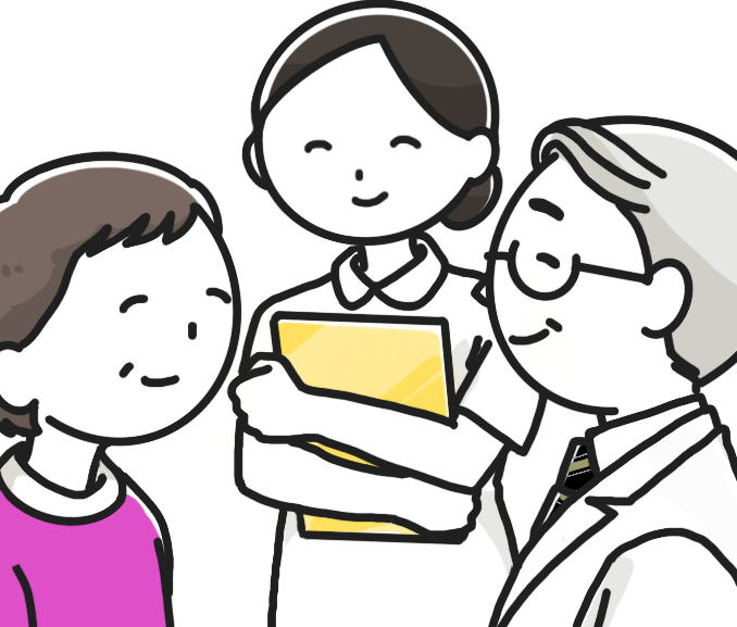医師の説明を聞く人イラスト