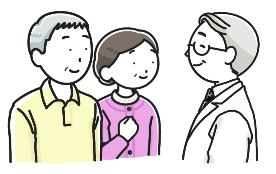医師の説明を聞く人のイラスト