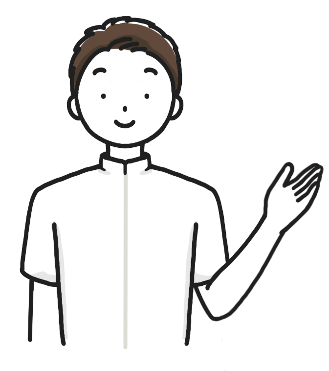 看護師(男性、挨拶、案内)のイラスト